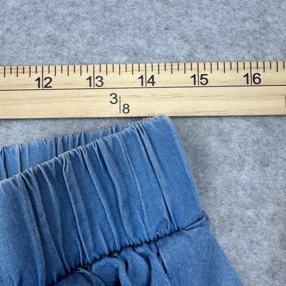 Torrid Skirt WMNS M Blue Chambray Ruffle Shirred Hem Stretch Waist Front Pockets - Picture 11 of 12
